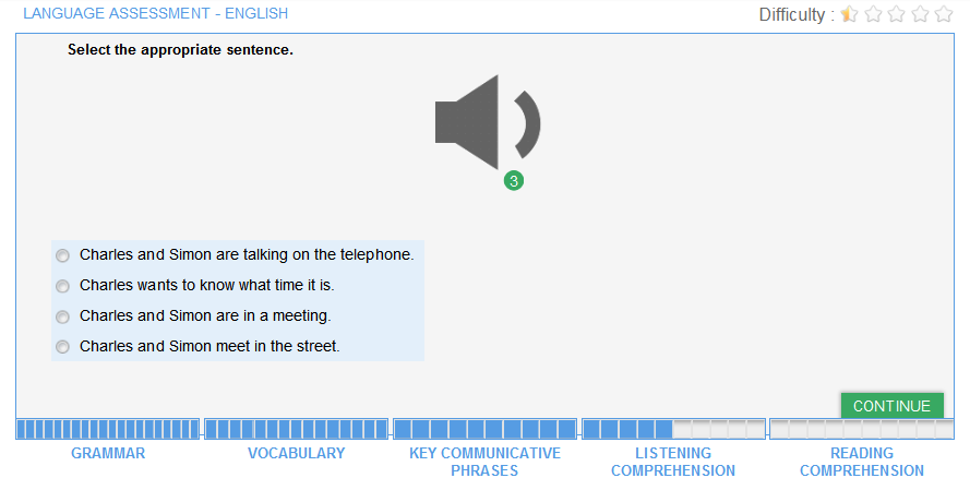 Ενδέχεται επίσης να σας ζητηθεί να προσδιορίσετε το επικοινωνιακό πλαίσιο μιας συζήτησης με βάση μια σειρά στοιχείων, όπως ο τόνος τηλεφωνικής κλήσης, το είδος γλώσσας που χρησιμοποιείται (π.χ. η αναγγελία «Charles speaking») κ.