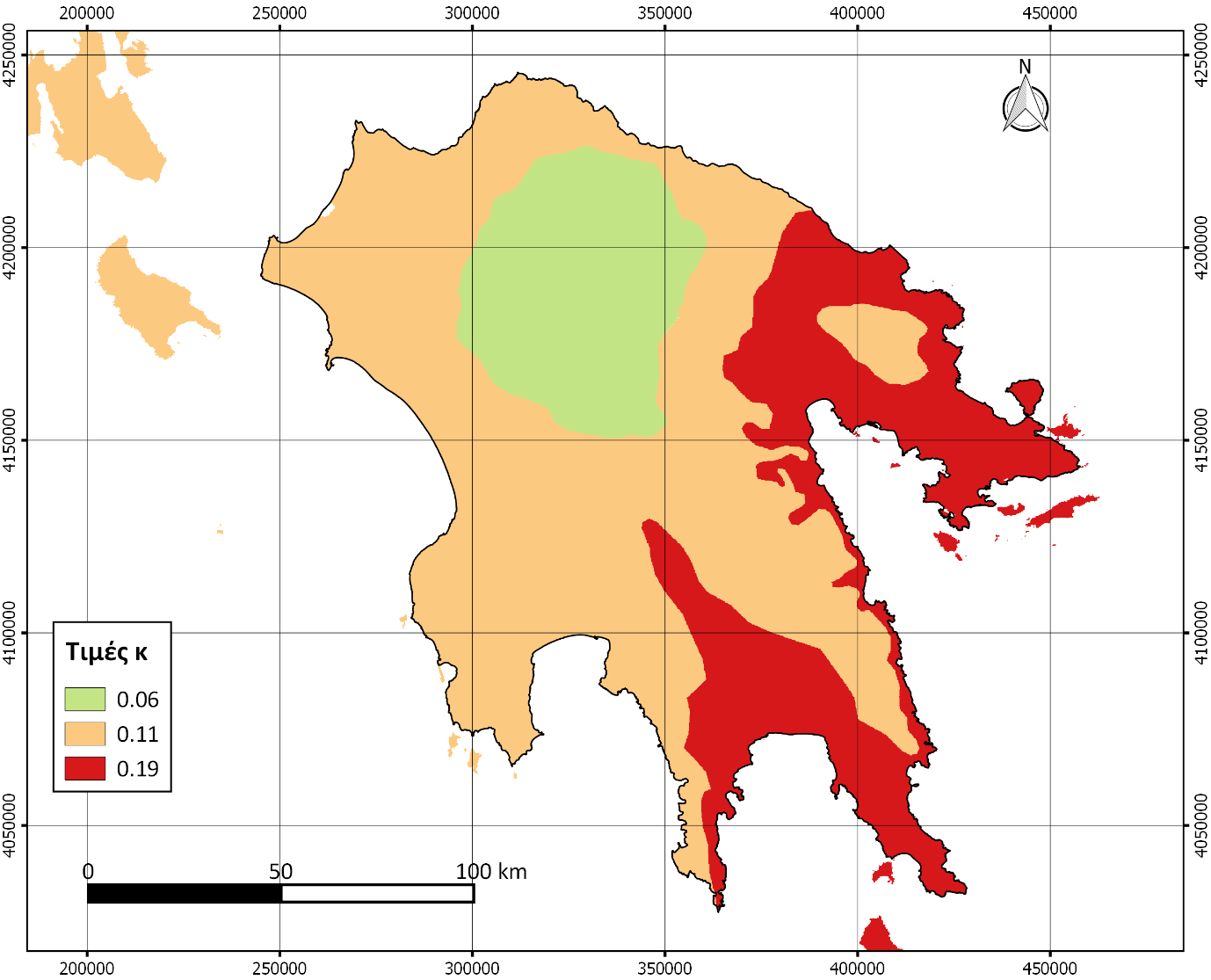 6.6 Υπολογισμός κρίσιμης έντασης βροχής Η κρίσιμη ένταση βροχής υπολογίζεται από τις όμβριες καμπύλες i(d, T) της περιοχής μελέτης, αφού επιλεγεί η περίοδος επαναφοράς Τ και καθοριστεί η διάρκεια