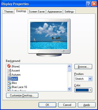 Ndërrimi i pamjes së desktopit Ndërrimi i pamjes së desktopit bëhet sipas kërkesës së shfrytëzuesit të kompjuterit. Për të bërë ndërrimin e pamjes së desktopit duhet të veprojmë në këtë mënyrë: 1.