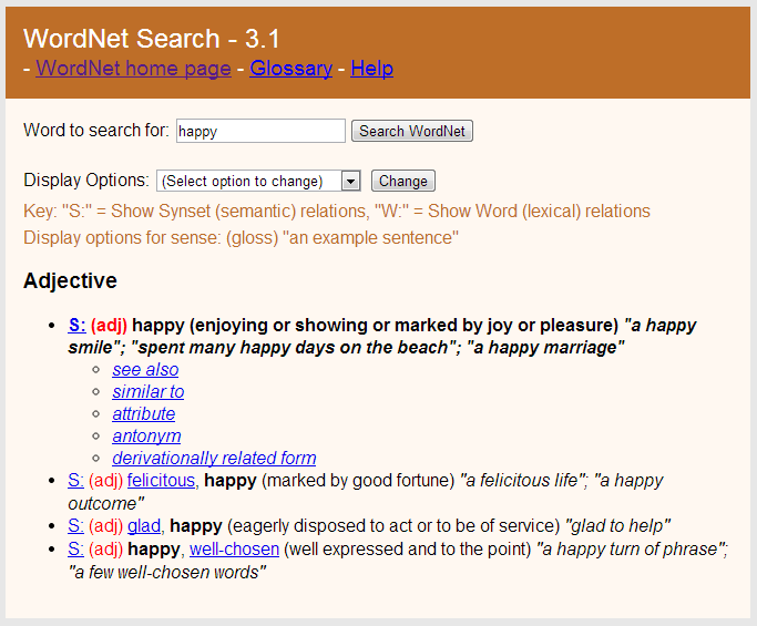 Εικόνα 8 Στιγμιότυπο του Wordnet 4.2.