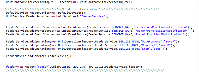 Σχήμα 7.7 Αρχικοποίηση της DPWS συσκευής FeederDevice. Στη συνέχεια γίνεται η αρχικοποίηση του feeder collector.