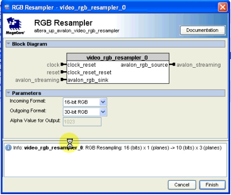 Εικόνα 10. VGA_Pixel_Buffer Editor 7. Στη συνέχεια θα προσθέσουμε την διεπαφή RGB Resampler.