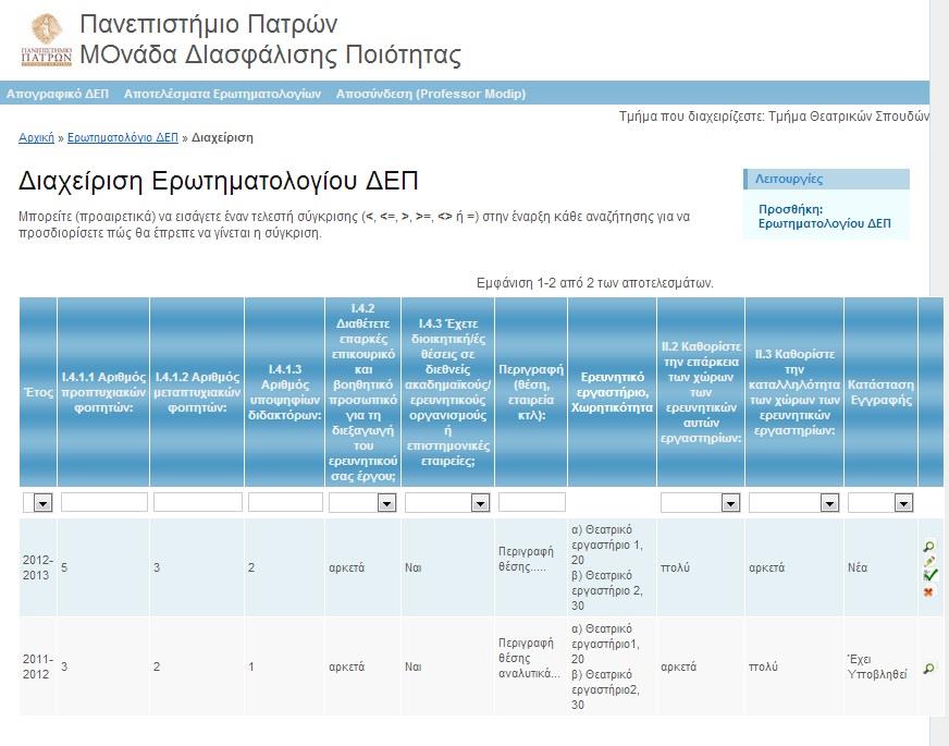 Από το μενού «Λειτουργίες» στα δεξιά μπορείτε να διαχειριστείτε την εγγραφή που μόλις δημιουργήσατε.