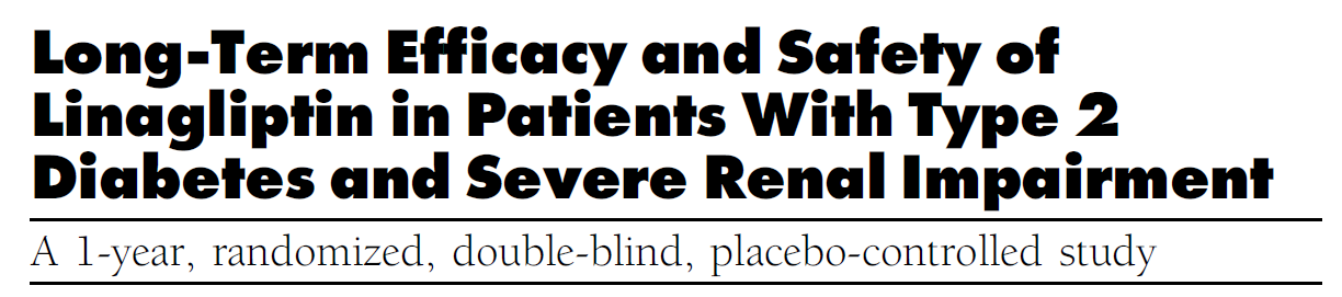 Λιναγλιπτίνη σε άτομα με σοβαρή νεφρική ανεπάρκεια Πολυκεντρική, διπλή τυφλή μελέτη 133 ασθενείς egfr<30ml/min (όχι σε αιμοκάθαρση)