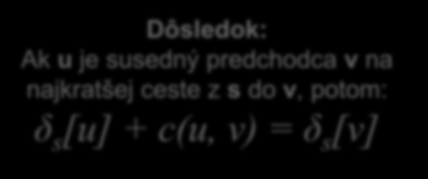 Pozorovanie 1 Ak spuv je najkratšia cesta z s do v, potom spu je najkratšia cesta z s do u.