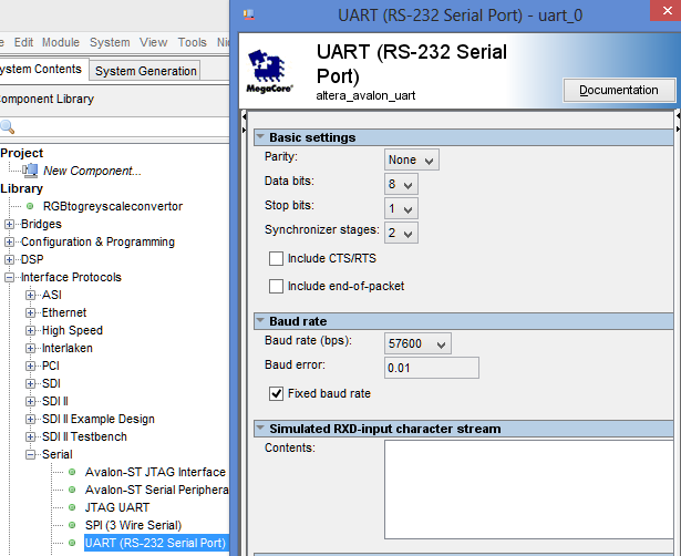 Εικόνα 13 SoPC Builder: RS-232 τθ ςυνζχεια κα ειςάγουμε περιφερειακά ειςόδου εξόδου για τον ζλεγχο των διακοπτϊν και των Leds.