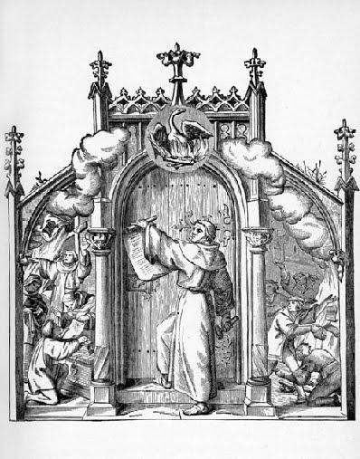 Στις 31 Οκτωβρίου του 1517 ο Μαρτίνος Λούθηρος θυροκολλά τις περίφημες 95 θέσεις του στην είσοδο της εκκλησίας του κάστρου της