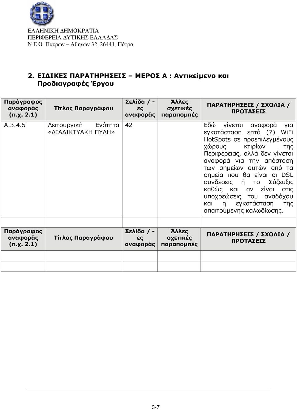 προεπιλεγμένους χώρους κτιρίων της Περιφέρειας, αλλά δεν γίνεται αναφορά για την απόσταση των σημείων αυτών από τα σημεία που θα είναι οι DSL