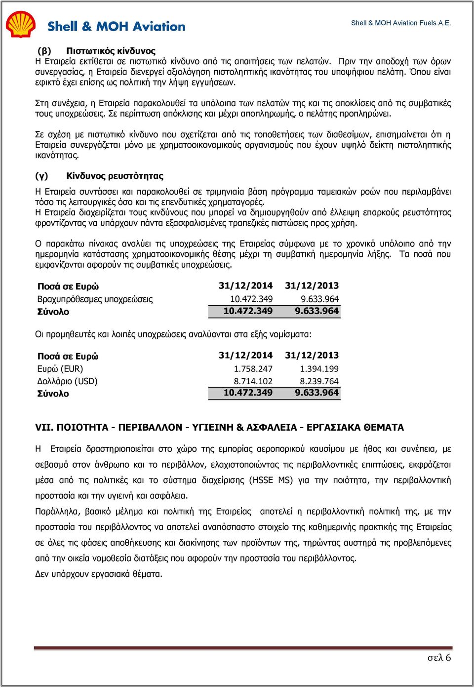 Στη συνέχεια, η Εταιρεία παρακολουθεί τα υπόλοιπα των πελατών της και τις αποκλίσεις από τις συμβατικές τους υποχρεώσεις. Σε περίπτωση απόκλισης και μέχρι αποπληρωμής, ο πελάτης προπληρώνει.