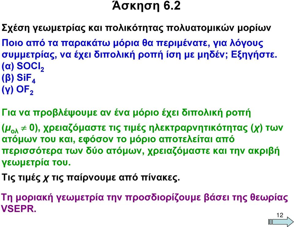 διπολική ροπή ίση με μηδέν; Εξηγήστε.