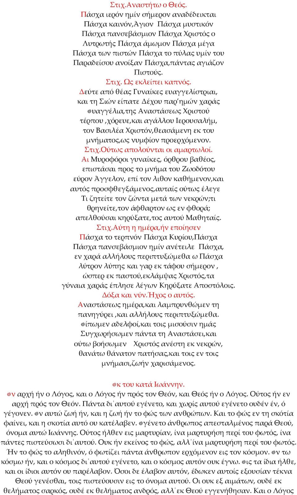 Πάσχα,πάντας αγιάζον Πιστούς. Στιχ. Ως εκλείπει καπνός.