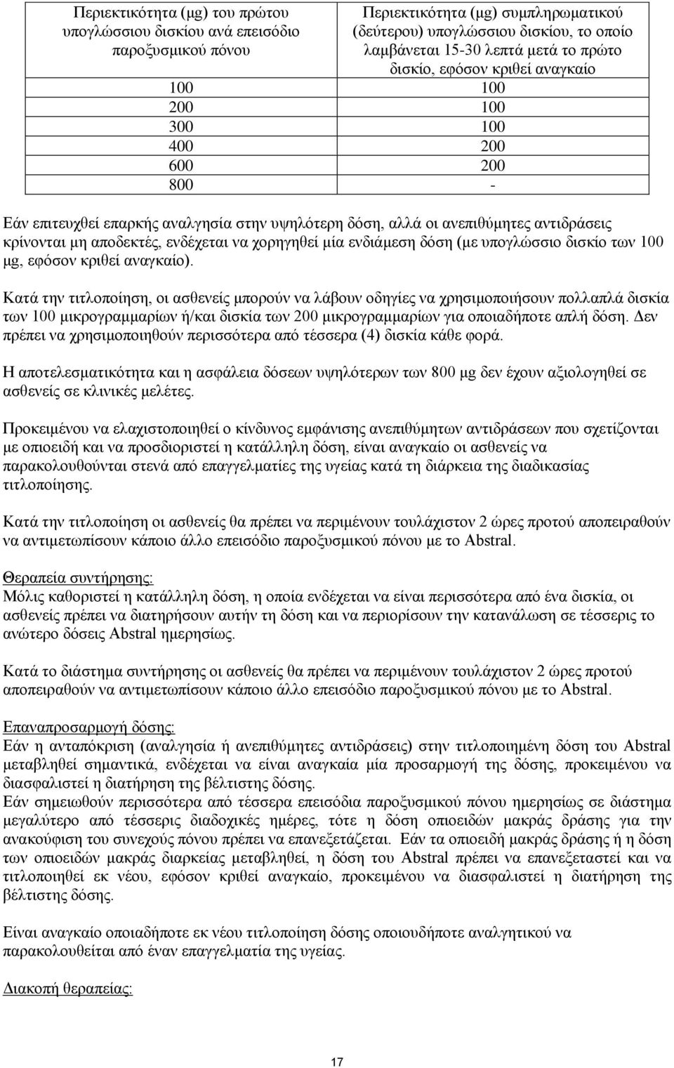 λα ρνξεγεζεί κία ελδηάκεζε δφζε (κε ππνγιψζζην δηζθίν ησλ 100 κg, εθφζνλ θξηζεί αλαγθαίν).