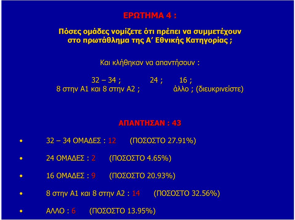 (διευκρινείστε( διευκρινείστε) ΑΠΑΝΤΗΣΑΝ : 43 32 34 ΟΜΑ ΕΣ : 12 27.