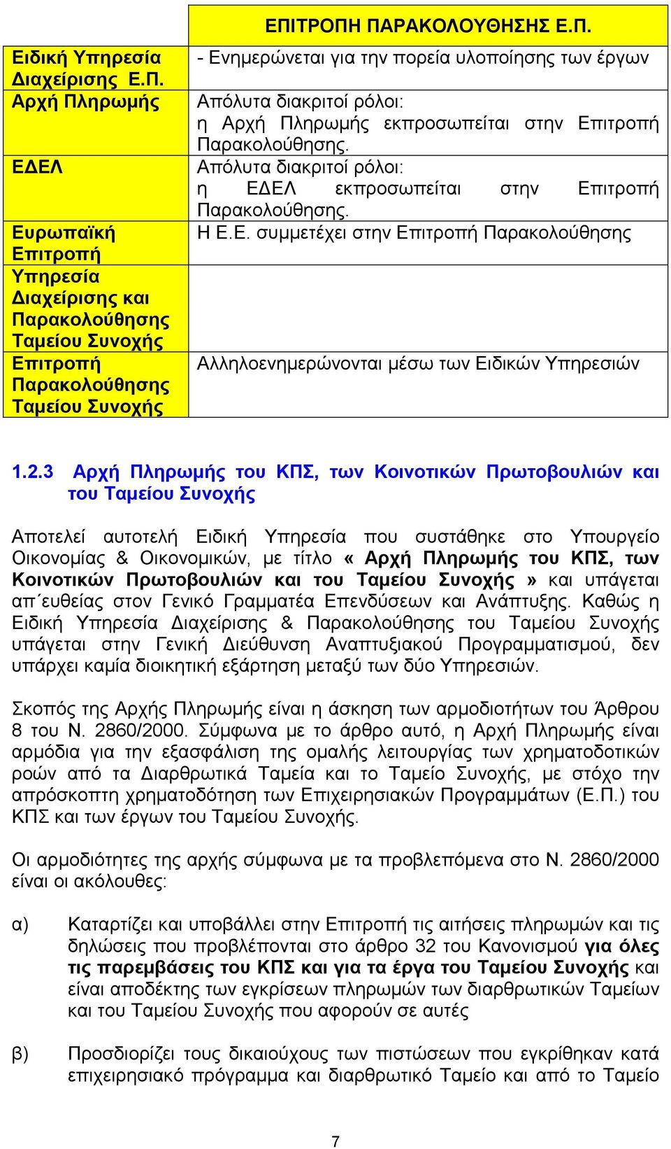 3 Αρχή Πληρωµής του ΚΠΣ, των Κοινοτικών Πρωτοβουλιών και του Ταµείου Συνοχής Αποτελεί αυτοτελή Ειδική Υπηρεσία που συστάθηκε στο Υπουργείο Οικονοµίας & Οικονοµικών, µε τίτλο «Αρχή Πληρωµής του ΚΠΣ,