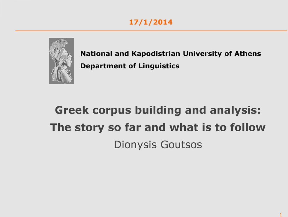 Linguistics Greek corpus building and