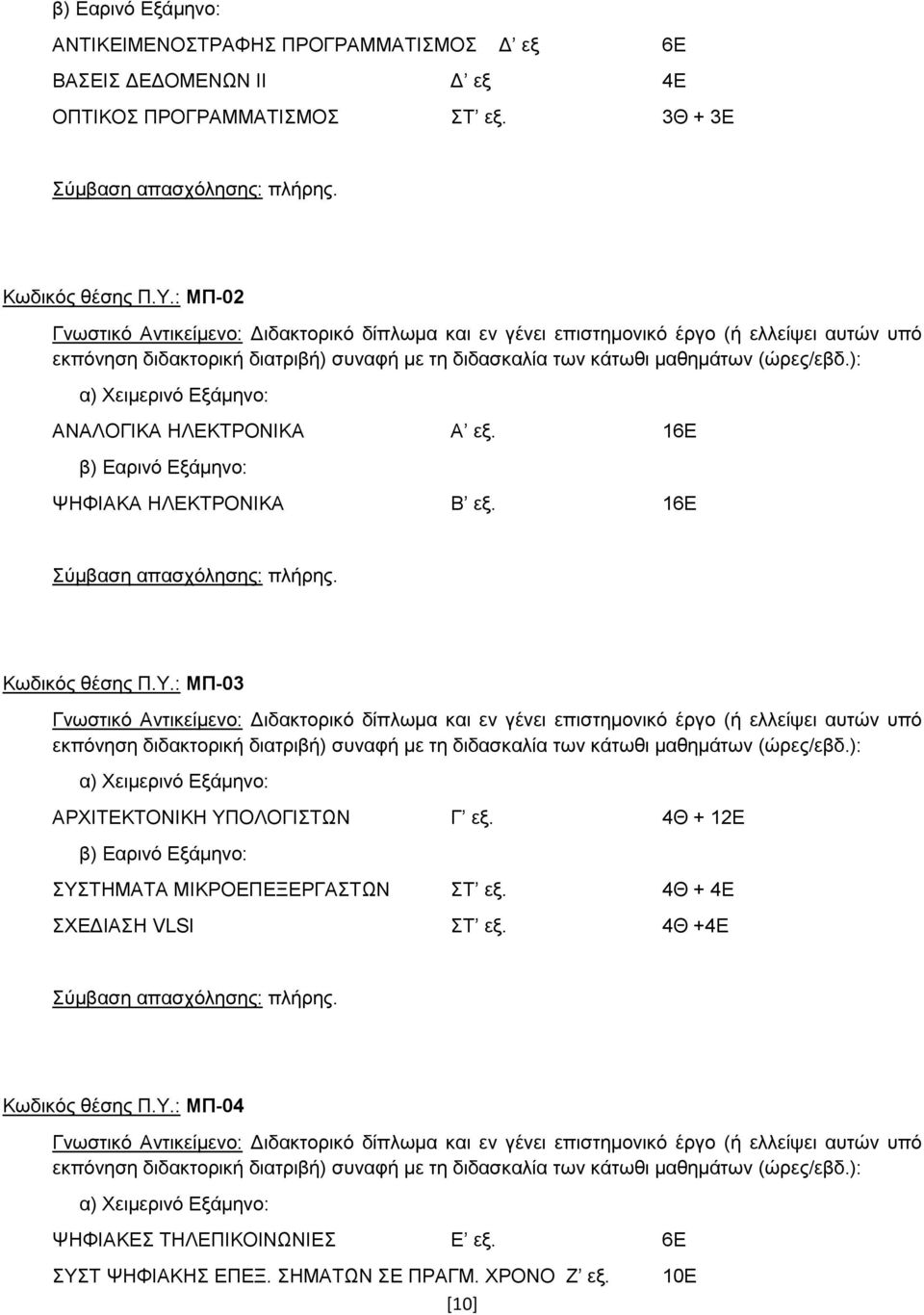 4Θ + 12E ΣΥΣΤΗΜΑΤΑ ΜΙΚΡΟΕΠΕΞΕΡΓΑΣΤΩΝ ΣΤ εξ. 4Θ + 4Ε ΣΧΕΔΙΑΣΗ VLSI ΣΤ εξ. 4Θ +4E Κωδικός θέσης Π.Υ.: ΜΠ-04 ΨΗΦΙΑΚΕΣ ΤΗΛΕΠΙΚΟΙΝΩΝΙΕΣ Ε εξ.