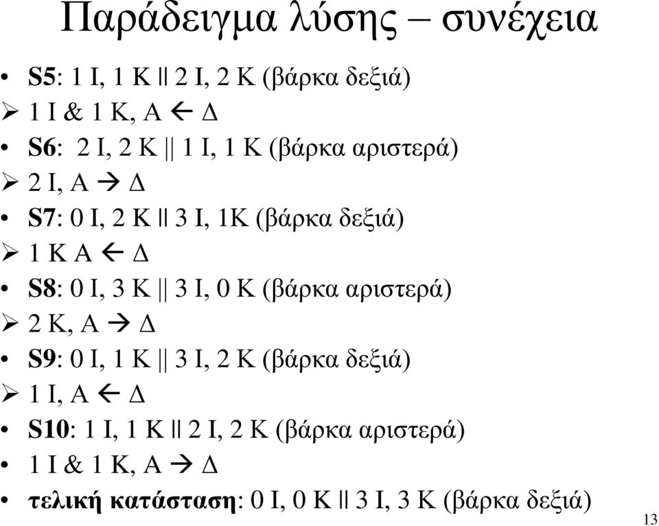 Ι, 0 Κ (βάρκα αριστερά) 2 Κ, Α Δ S9: 0 Ι, 1 Κ 3 Ι, 2 Κ (βάρκα δεξιά) 1 Ι, Α Δ S10: 1 I, 1 K