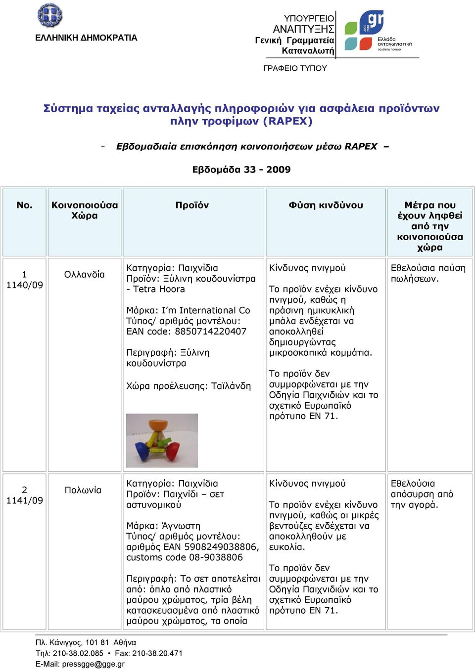 EAN code: 8850714220407 Περιγραφή: Ξύλινη κουδουνίστρα Χώρα προέλευσης: Ταϊλάνδη Κίνδυνος πνιγμού πνιγμού, καθώς η πράσινη ημικυκλική μπάλα ενδέχεται να αποκολληθεί δημιουργώντας μικροσκοπικά