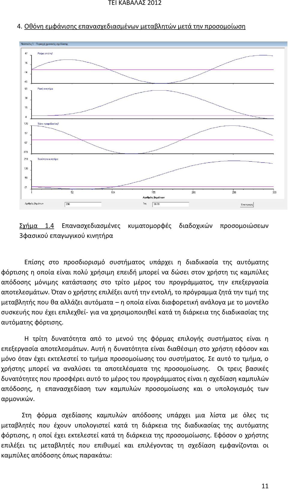 μπορεί να δώσει στον χρήστη τις καμπύλες απόδοσης μόνιμης κατάστασης στο τρίτο μέρος του προγράμματος, την επεξεργασία αποτελεσμάτων.