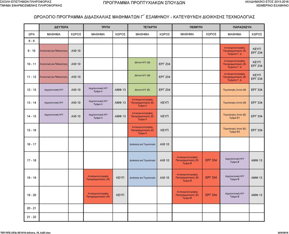 Πιθανότητες Δίκτυα Η/Υ (Θ) Δίκτυα Η/Υ Τεχνολογίες Ιστού (Θ) Τεχνολογίες Ιστού (Θ) Τεχνολογίες