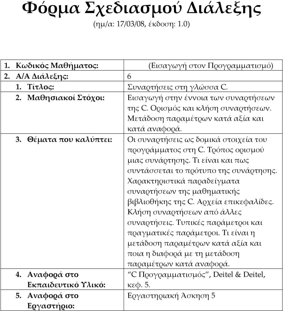 Τι είναι και πως συντάσσεται το πρότυπο της συνάρτησης. Χαρακτηριστικά παραδείγματα συναρτήσεων της μαθηματικής βιβλιοθήκης της C. Αρχεία επικεφαλίδες.