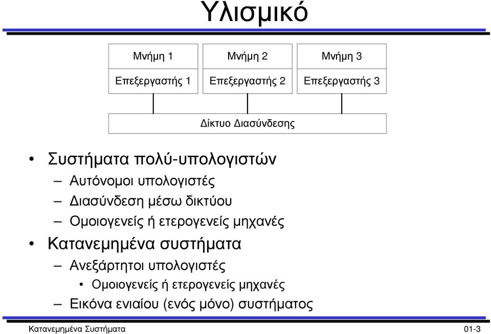 Οµοιογενείς ή ετερογενείς µηχανές Κατανεµηµένα συστήµατα Ανεξάρτητοι υπολογιστές