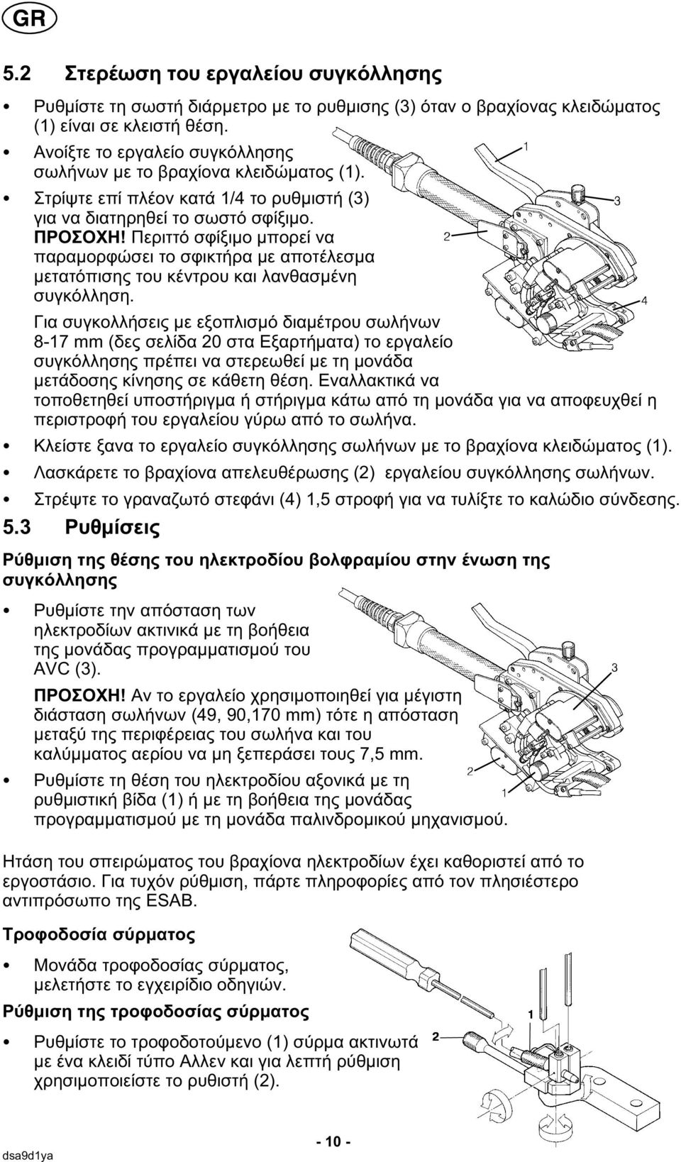 Περιττό σφίξιμο μπορεί να παραμορφώσει το σφικτήρα με αποτέλεσμα μετατόπισης του κέντρου και λανθασμένη συγκόλληση.
