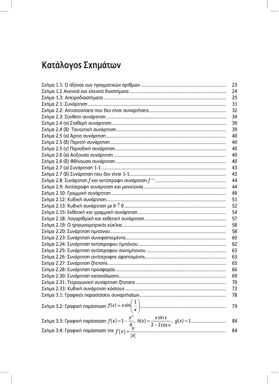 .. 40 Σχήμα 2.5 (β) Περιττή συνάρτηση... 40 Σχήμα 2.5 (γ) Περιοδική συνάρτηση... 40 Σχήμα 2.6 (α) Αύξουσα συνάρτηση... 40 Σχήμα 2.6 (β) Φθίνουσα συνάρτηση... 40 Σχήμα 2.7 (α) Συνάρτηση 1-1.