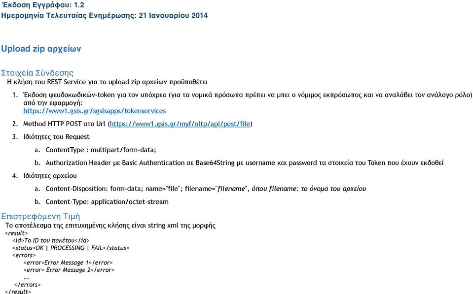 Method HTTP POST στο Url (https://www1.gsis.gr/myf/oltp/api/post/file) 3. Ιδιότητες του Request a. ContentType : multipart/form-data; b.