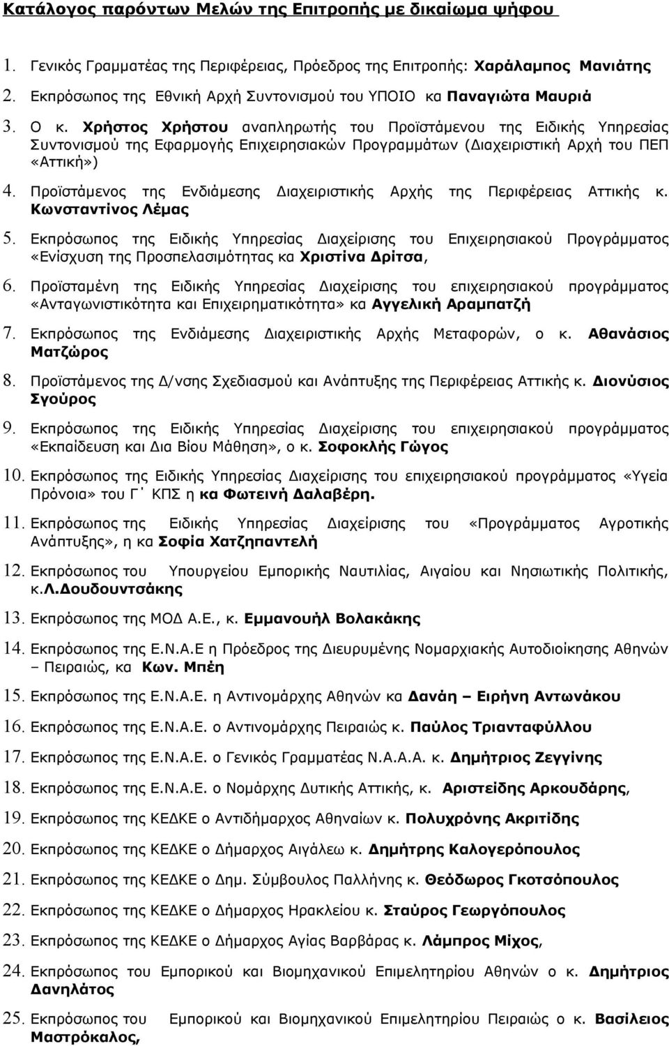 Χρήστος Χρήστου αναπληρωτής του Προϊστάμενου της Ειδικής Υπηρεσίας Συντονισμού της Εφαρμογής Επιχειρησιακών Προγραμμάτων (Διαχειριστική Αρχή του ΠΕΠ «Αττική») 4.