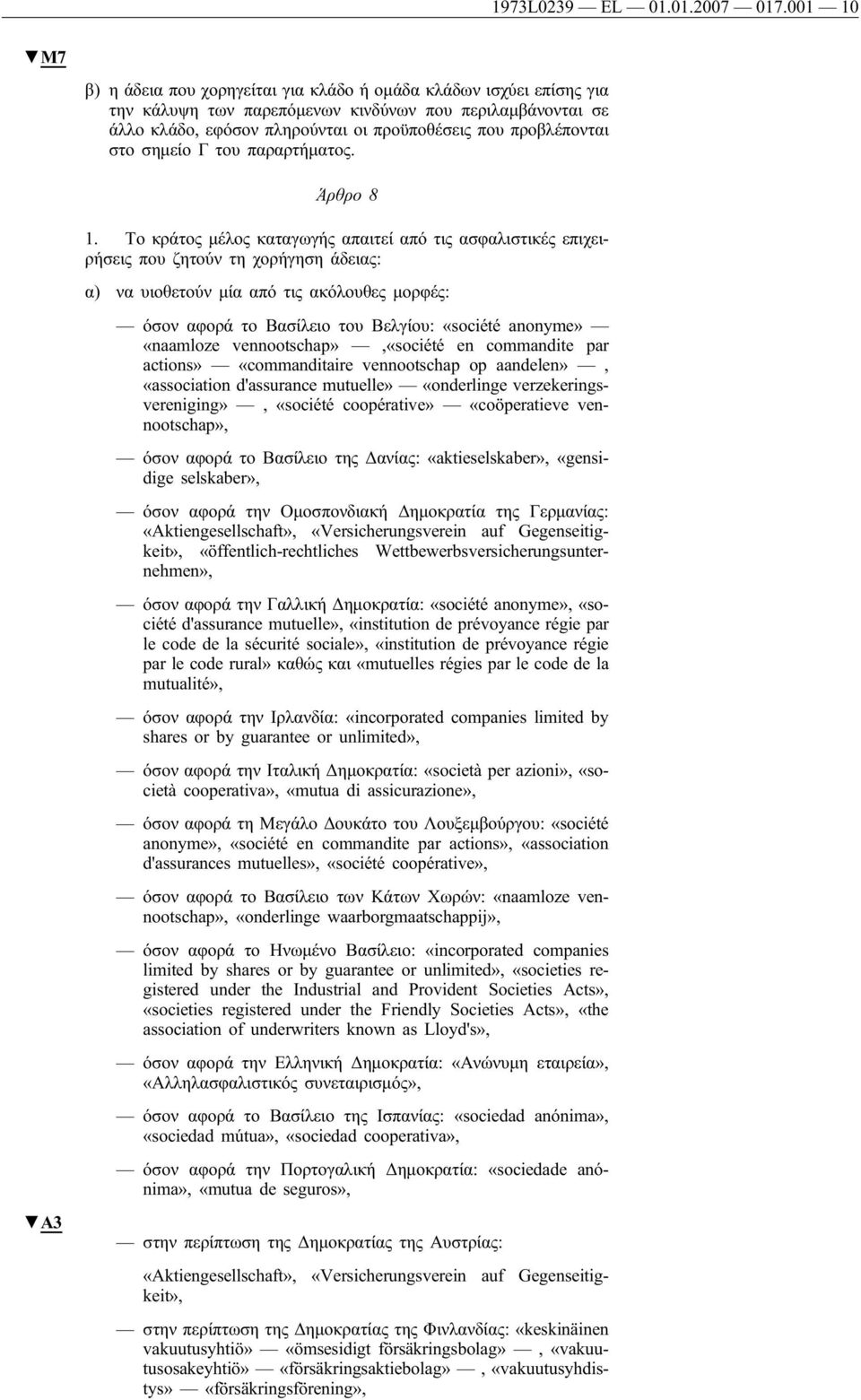 προβλέπονται στο σημείο Γ του παραρτήματος. Άρθρο 8 1.