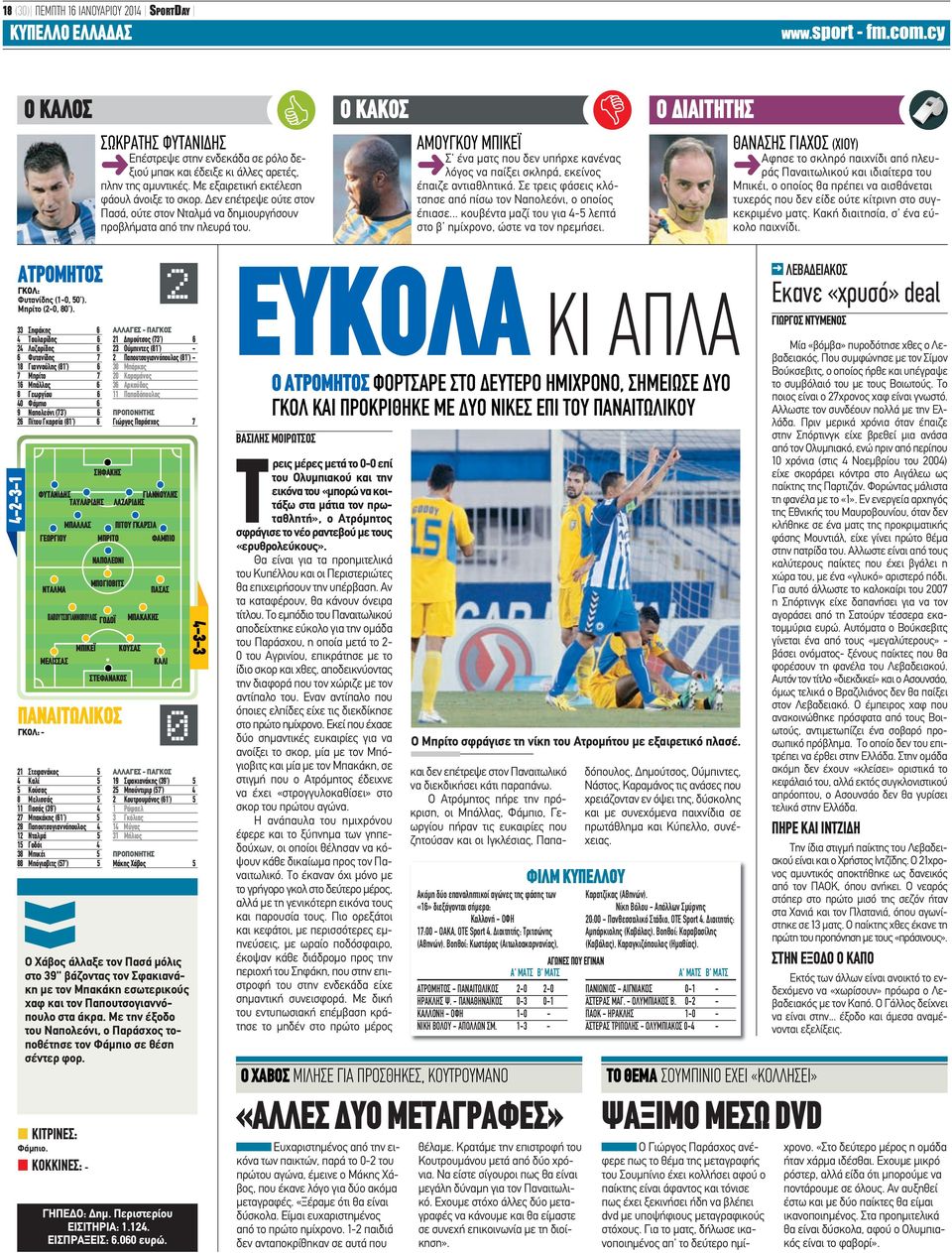 Ο ΚΑΚΟΣ ΑΜΟΥΓΚΟΥ ΜΠΙΚΕΪ Σ' ένα ματς που δεν υπήρχε κανένας λόγος να παίξει σκληρά, εκείνος έπαιζε αντιαθλητικά. Σε τρεις φάσεις κλότσησε από πίσω τον Ναπολεόνι, ο οποίος έπιασε.
