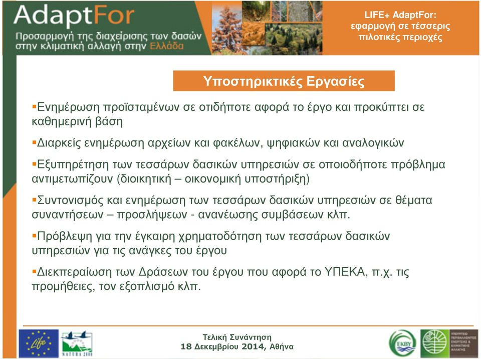 Συντονισµός και ενηµέρωση των τεσσάρων δασικών υπηρεσιών σε θέµατα συναντήσεων προσλήψεων -ανανέωσηςσυµβάσεωνκλπ.