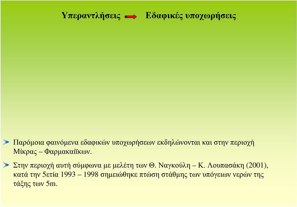 Στην περιοχή αυτή σύμφωνα με μελέτη των Θ. Ναγκούλη Κ.