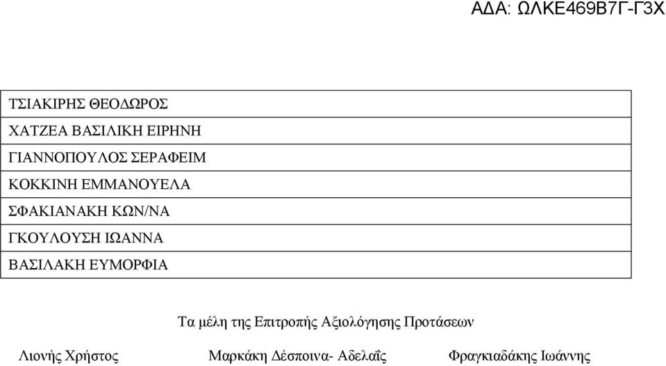 ΙΩΑΝΝΑ ΒΑΣΙΛΑΚΗ ΕΥΜΟΡΦΙΑ Τα μέλη της Επιτροπής Αξιολόγησης