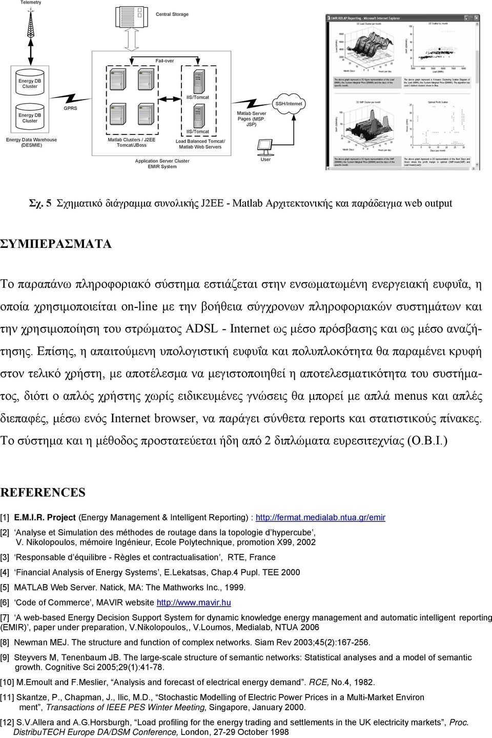 5 Σχηματικό διάγραμμα συνολικής J2EE - Matlab Αρχιτεκτονικής και παράδειγμα web output ΣΥΜΠΕΡΑΣΜΑΤΑ Το παραπάνω πληροφοριακό σύστημα εστιάζεται στην ενσωματωμένη ενεργειακή ευφυΐα, η οποία