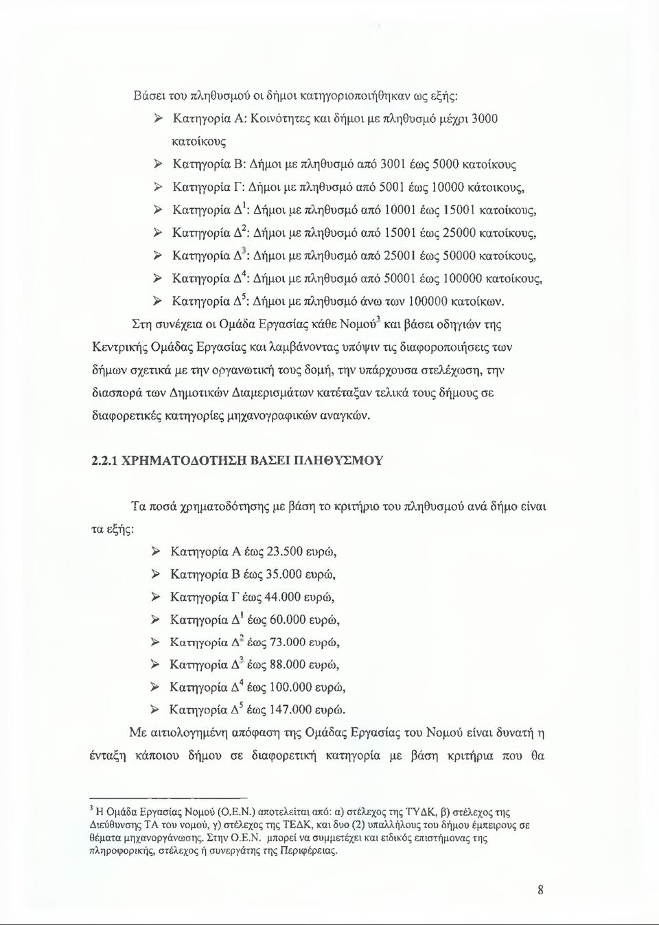 Δήμοι με πληθυσμό από 25001 έως 50000 κατοίκους, > Κατηγορία Δ34: Δήμοι με πληθυσμό από 50001 έως 100000 κατοίκους, > Κατηγορία Δ5: Δήμοι με πληθυσμό άνω των 100000 κατοίκων.
