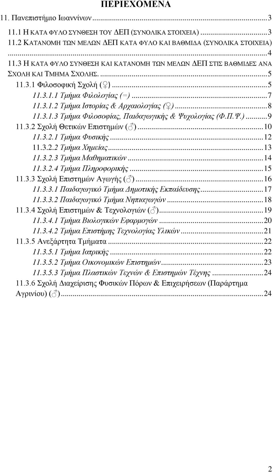 ..... Τμήμα Φιλοσοφίας, Παιδαγωγικής & Ψυχολογίας (Φ.Π.Ψ.)... 9.. Σχολή Θετικών Επιστημών ( )...... Τμήμα Φυσικής...... Τμήμα Χημείας...... Τμήμα Μαθηματικών...... Τμήμα Πληροφορικής.