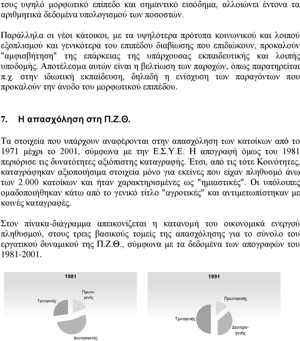εθπαηδεπηηθήο θαη ινηπήο ππνδνκήο. Απνηέιεζκα απηψλ είλαη ε βειηίσζε ησλ παξνρψλ, φπσο παξαηεξείηαη π.ρ. ζηελ ηδησηηθή εθπαίδεπζε, δειαδή ε ελίζρπζε ησλ παξαγφλησλ πνπ πξνθαινχλ ηελ άλνδν ηνπ κνξθσηηθνχ επηπέδνπ.
