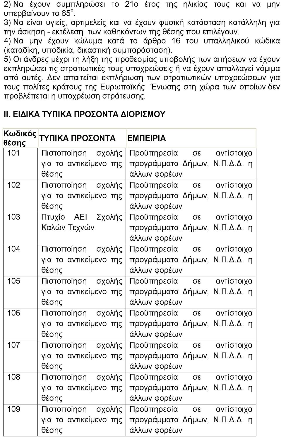 4) Να µην έχουν κώλυµα κατά το άρθρο 16 του υπαλληλικού κώδικα (καταδίκη, υποδικία, δικαστική συµπαράσταση).