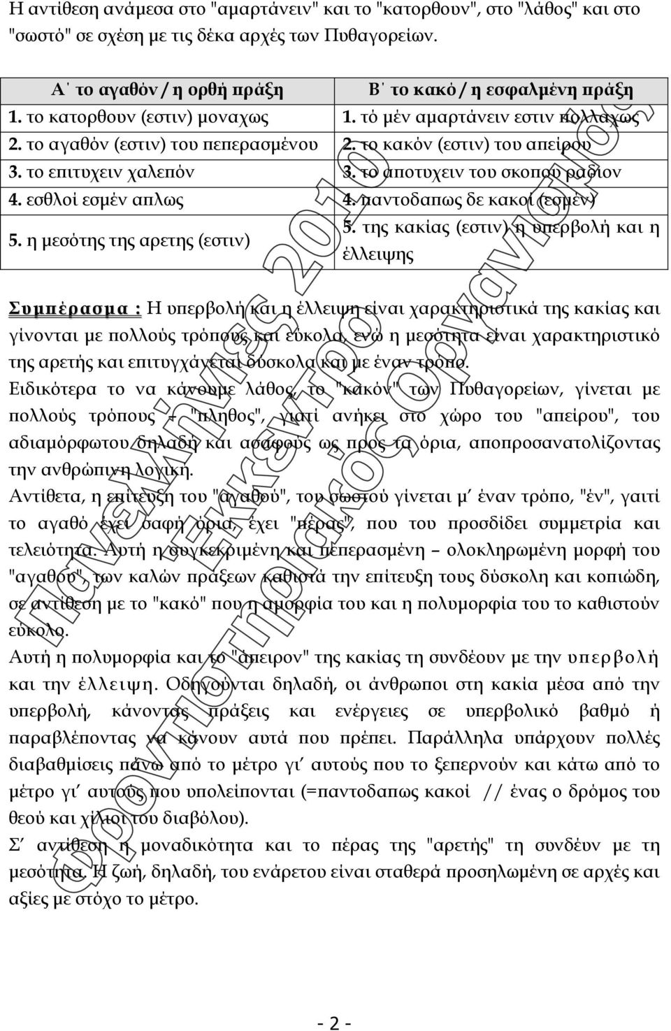 εσθλοί εσµέν α λως 4. αντοδα ως δε κακοί (εσµέν) 5. η µεσότης της αρετης (εστιν) 5.