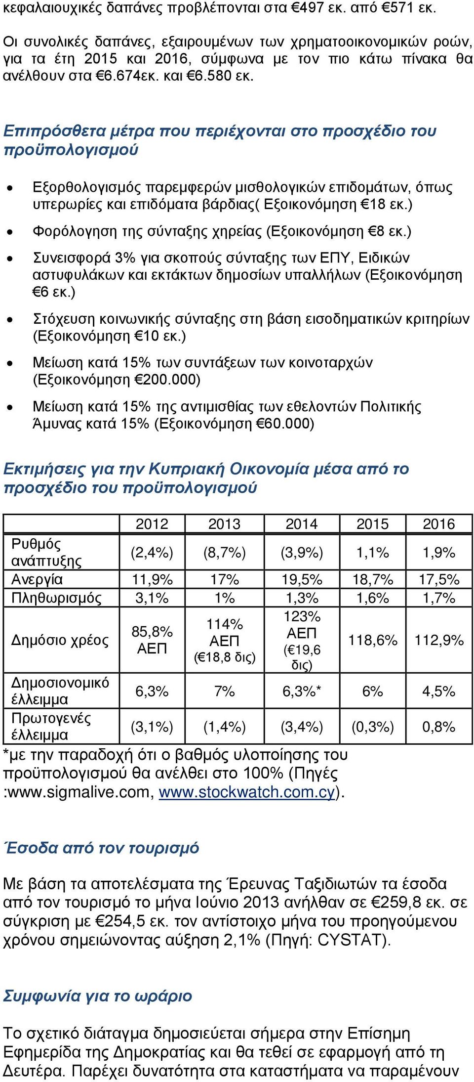 ) Φορόλογηση της σύνταξης χηρείας (Εξοικονόμηση 8 εκ.) Συνεισφορά 3% για σκοπούς σύνταξης των ΕΠΥ, Ειδικών αστυφυλάκων και εκτάκτων δημοσίων υπαλλήλων (Εξοικονόμηση 6 εκ.