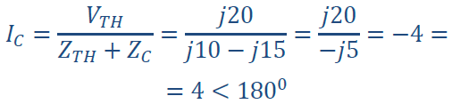 Z C =j15 Ω 12 Ανάλυση κυκλωμάτων ημιτονοειδούς διέγερσης 12.5 Τ θεωρήμτ Thevenin κι Norton Σχεδιάζουμε το ισοδύνμο κύκλωμ Thevenin κι τοποθετούμε σε υτό τον πυκνωτή.