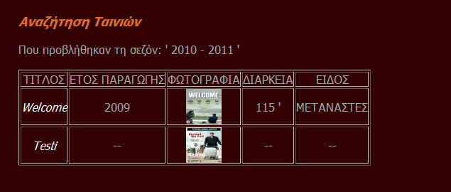 Μπορεί να κάνει αναζήτηση βάση του τίτλου μιας ταινίας ή μέρους του τίτλου: Και θα του εμφανιστούν όλες οι ταινίες που περιέχουν τη λέξη που πληκτρολόγησε.