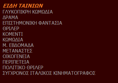 Μια λίστα με όλα τα είδη ταινίας: Ένας πίνακας με όλους τους ηθοποιούς