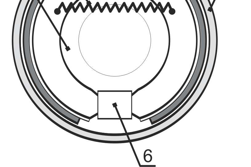 doboš, 3 - kočni cilindar, 4 - noseća ploča, 5 - povratna opruga, 6 - oslonac