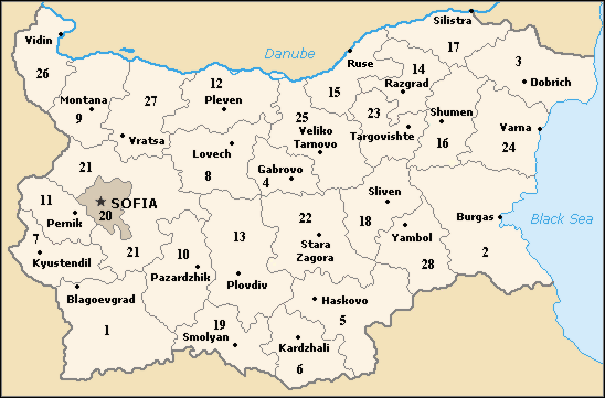 ΚΕΦΑΛΑΙΟ Α : Η ΒΟΥΛΓΑΡΙΚΗ ΟΙΚΟΝΟΜΙΑ ΚΑΤΑ ΤΟ 2014 Ι. ΕΙΣΑΓΩΓΗ 1. Πληροφορίες για τη χώρα Εικόνα 1: Διοικητική διαίρεση Βουλγαρίας Έκταση : 110.