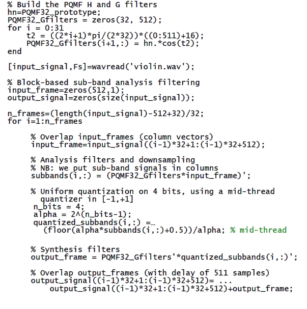 5.2.5 Perceptual Audio Coding (αντιληπτική ακουστική κωδικοποίηση) Η διαδικασία φιλτραρίσµατος υπό-ζώνης (sub-band) µετασχηµατίζει τα αρχικά δείγµατα σε συχνότητα fs δειγµατοληψίας σε 32 παράλληλες