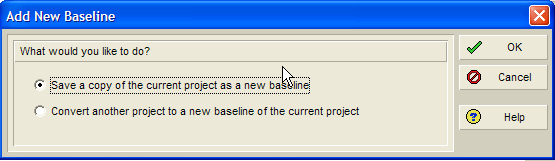 Εικόνα 16: Διαχείριση των baselines Για να δημιουργήσουμε ένα νέο Baseline κάνουμε κλικ στο πλήκτρο Add και ανοίγει η ακόλουθη φόρμα στην οποία επιλέγουμε μια από τις δύο επιλογές: Αντιγραφή από το