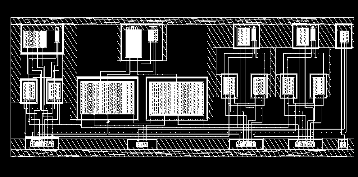 ΚΕΦΑΛΑΙΟ 6 Φυσική σχεδίαση του συστήματος ανίχνευσης του QRS συμπλέγματος Στο Σχήμα 6.4 παρουσιάζεται το layout design του διαφοριστή. Σχήμα 6.4 Layout design του διαφοριστή.